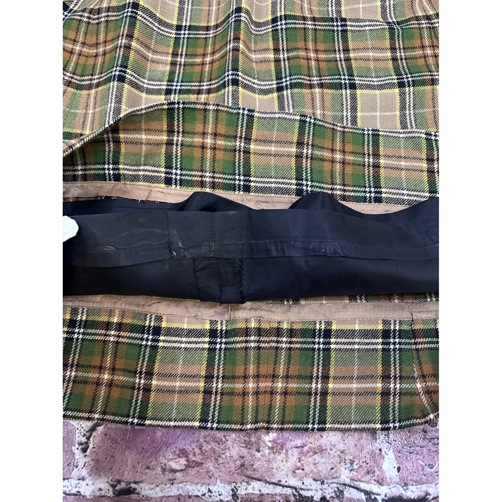 Vintage Pendleton Green Plaid Wool Skirt High Waisted A-Line Size 18 Flawed Prep - Picture 7 of 12